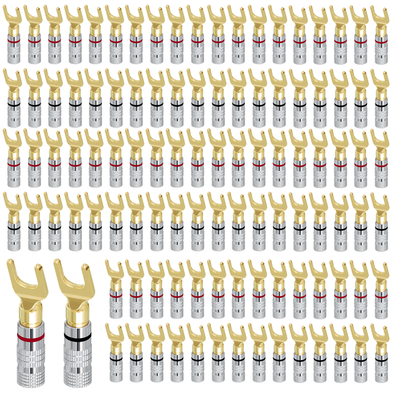 금도금 Y U 모양 바나나 플러그, 오디오 스피커 플러 - Gold Cutlery Flatware 리뷰 및 가격