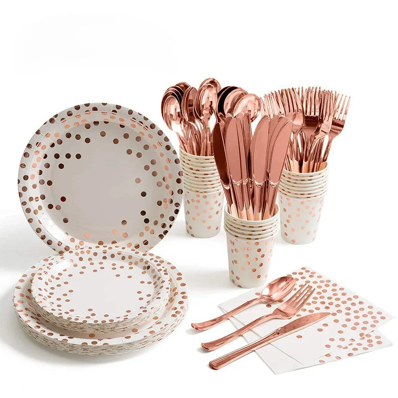 로즈 골드 일회용 식탁보 접시, 웨딩 테이블 천, 나이 - Gold Cutlery Flatware 리뷰 및 가격